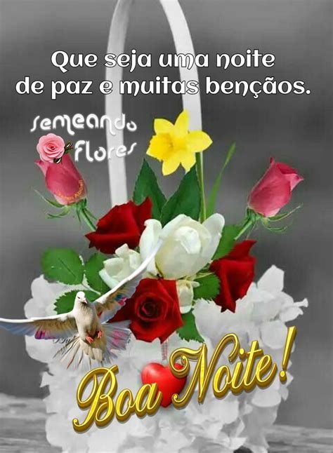 Boa noite com flores e bênçãos