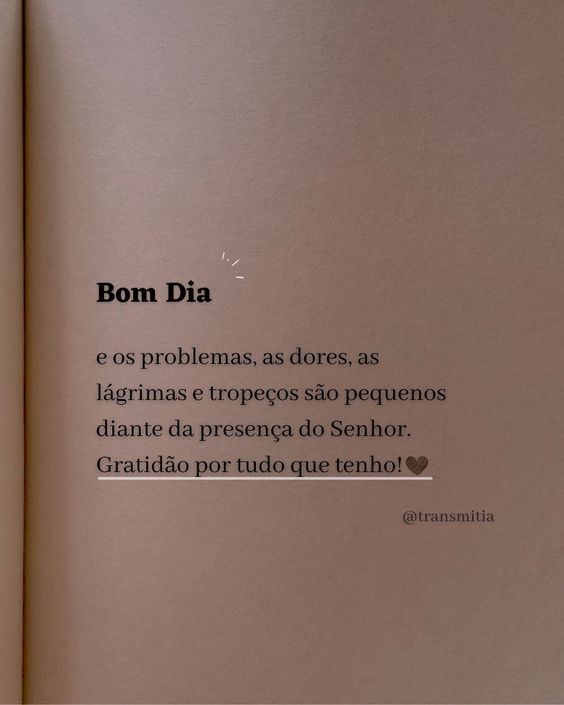 Bom dia gratidão por tudo que tenho
