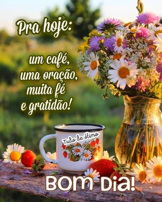 Café e gratidão bom dia