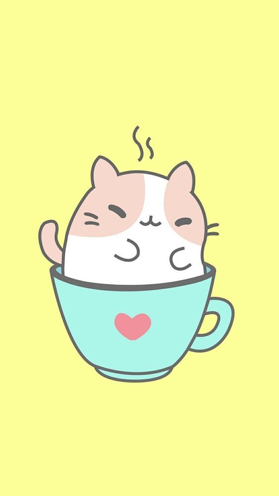 Gatinho na xícara papel de parede