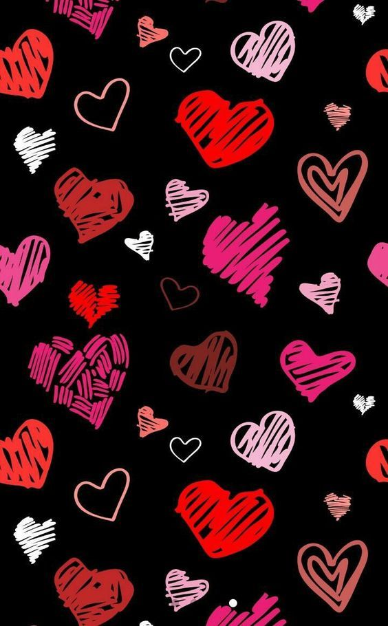 Papel de parede rabiscos de corações