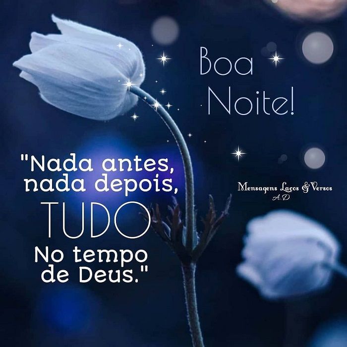 Boa noite, tudo no tempo de Deus