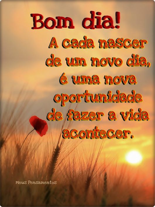 Bom dia, reflexão para vida