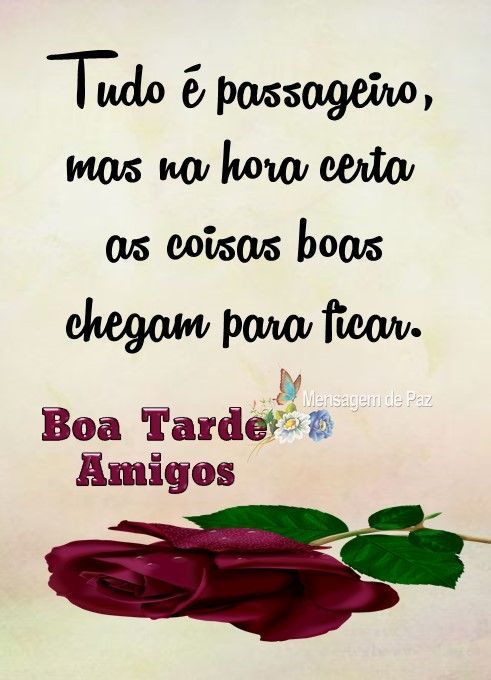 Tudo é passageiro mas a nossa amizade é verdadeira Boa tarde!